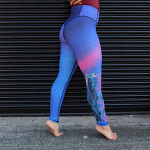 DIAZ Women's High Waist Mesh Yoga Leggings with Side Pockets